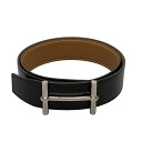 【中古】HERMES(エルメス) Hベルト ベルト Hダンクル/リバーシブル 黒×ゴールド