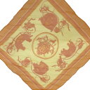 【中古】HERMES(エルメス) プチカレ スカーフ Ex-Libris/シースルー オレンジ×イエロー