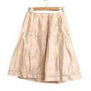 【中古】TO BE CHIC(トゥービーシック) スカート ひざ丈/シルク/スパンコール/ビーズ/フリル ベージュ