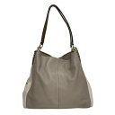 【中古】COACH(コーチ) エキゾチック トリム レザー フィービー ショルダーバッグ グレーベージュ×アイボリー×マルチ レザー