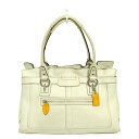 【中古】COACH(コーチ) ペネロピレザーショッパー ショルダーバッグ アイボリー レザー