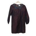 【新着】【中古】LANVIN en Bleu(ランバンオンブルー) ワンピース クルーネック/長袖/ひざ丈/ドット柄/リボン ダークブラウン×レッド