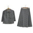 【中古】Leilian(レリアン) スカートセットアップ チェック柄 黒×白