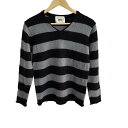 【中古】TAKEOKIKUCHI(タケオキクチ) 長袖セーター Vネック 黒×グレー