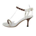 【中古】GUCCI(グッチ) サンダル シェリー(ウェブ) 白×ゴールド×マルチ レザー