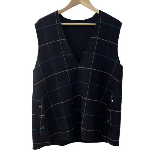 【中古】UNITED ARROWS(ユナイテッドアローズ) チュニック Vネック/ノースリーブ/チェック柄/リバーシブル ダークネイビー×ライトブルー×ベージュ 【中古】UNITED ARROWS(ユナイテッドアローズ) チュニック Vネック/ノースリーブ/チェック柄/リバーシブル ダークネイビー×ライトブルー×ベージュ