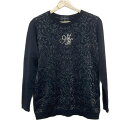 【中古】VALENZA(バレンザ) 長袖セーター クルーネック/ラインストーン/ラメ 黒×クリア