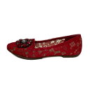 【中古】DOLCE&GABBANA(ドルチェアンドガッバーナ) フラットシューズ レース/ビジュー/アウトソール張替済 ボルドー
