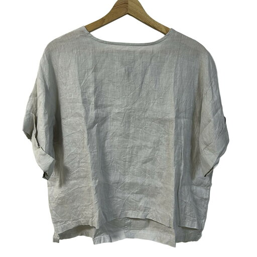 【中古】fog linen work/FLW(フォグリネンワーク) チュニック クルーネック/半袖/麻 ライトグレー 【中古】fog linen work/FLW(フォグリネンワーク) チュニック クルーネック/半袖/麻 ライトグレー