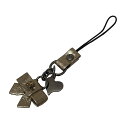 【新着】【中古】miumiu(ミュウミュウ) 携帯ストラップ ラインストーン/リボン ゴールド レザー