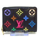 【中古】LOUIS VUITTON(ルイヴィトン) LV × TM ポルトフォイユ・ルー 2つ折り財布 ×村上隆 黒×マルチ レザー