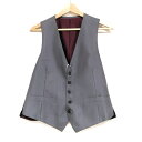 【中古】MEN'SBIGI(メンズビギ) ベスト ストライプ グレー×ボルドー