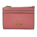 【中古】COACH(コーチ) ミニ スキニー ID ケース パスケース ピンク レザー