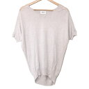 【中古】PLS+T(PLST)(プラステ) 半袖セーター シルク/麻/メッシュ切替 ライトグレー コットン、コットン、リネン、リネン