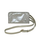 【中古】PELLE BORSA(ペレボルサ) 財布 ショルダーウォレット/ストラップ着脱可 ライトグレー レザー