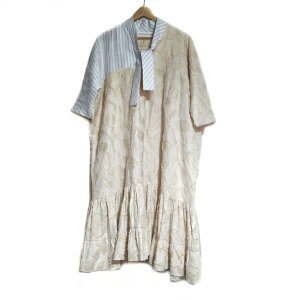 【新着】【中古】D-due H.P.FRANCE(デ・ドゥエ アッシュ・ペー・フランス) ワンピース 七分袖/ロング/ストライプ アイボリー×ライトブルー×白