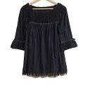【中古】M'S GRACY(エムズグレイシー) チュニック 七分袖/フラワー(花)/バラ/リボン 黒