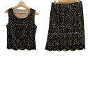 【中古】Leilian(レリアン) スカートセットアップ レース 黒×ベージュ