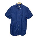 【中古】Lacoste(ラコステ) 半袖シャツ チェック柄 ブルー×ネイビー