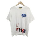 【中古】HYSTERIC(ヒステリック) 半袖Tシャツ クルーネック/DIZZY&MILKY/うさぎ 白×ブルー×マルチ