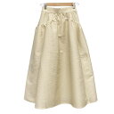 【中古】SHE Tokyo(シートーキョー) ロングスカート マキシ丈/麻混/ワッフル加工 アイボリー