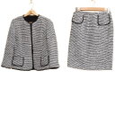 【中古】miss ashida(ミスアシダ) スカートスーツ 白×黒