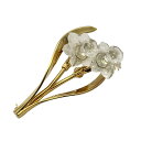 【中古】SWAROVSKI(スワロフスキー) ブローチ フラワー(花) ゴールド×クリア