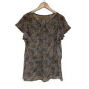 【中古】Leilian(レリアン) チュニック 半袖/ペイズリー柄 ライトグレー×ブルー×マルチ