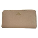 【新着】【中古】COACH(コーチ) ロング ジップ アラウンド ウォレット 長財布 ベージュ レザー