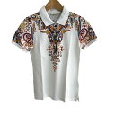 【中古】ETRO(エトロ) 半袖ポロシャツ ペイズリー柄 白×ブルー×マルチ