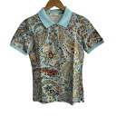 【中古】ETRO(エトロ) 半袖ポロシャツ 花柄/ペイズリー柄 ライトブルー×ブラウン×マルチ
