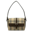 【中古】BURBERRY/Burberry(バーバリー) ショルダーバッグ チェック柄 ベージュ×ダークブラウン×マルチ レザー