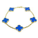 【中古】VanCleef & Arpels(ヴァンクリーフ&アーペル) ヴィンテージアルハンブラ ブレスレット 5Pモチーフ K18YG×ブルーアゲート