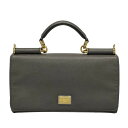 【中古】DOLCE&GABBANA(ドルチェアンドガッバーナ) シシリー ハンドバッグ グレー レザー