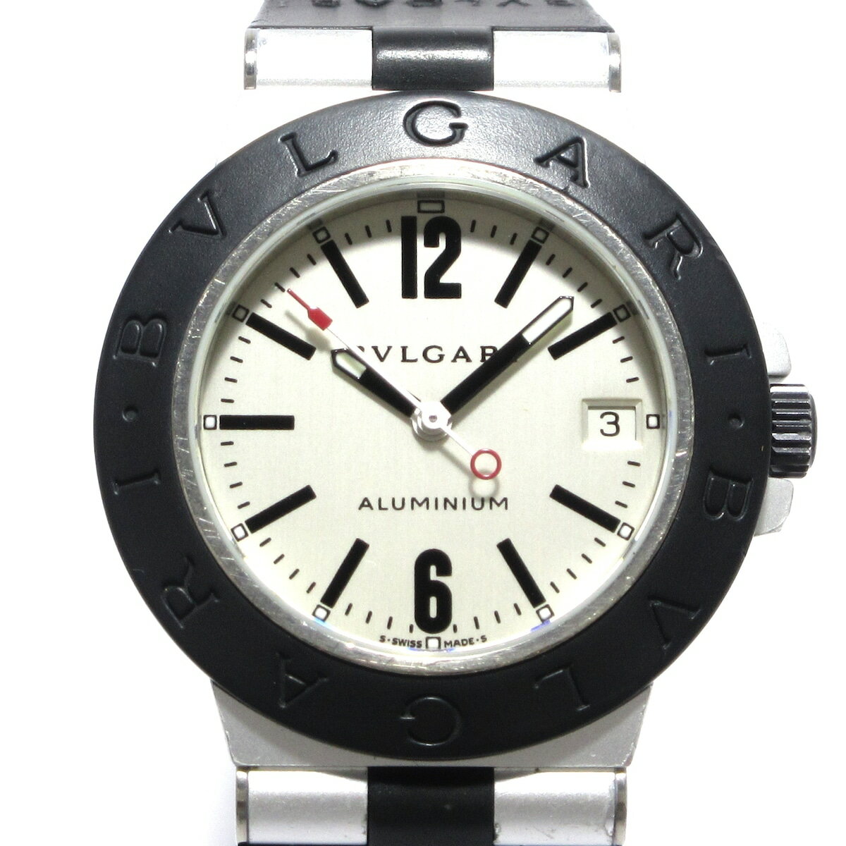 【中古】BVLGARI(ブルガリ) アルミニウム 腕時計 ラバーベルト アイボリー