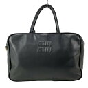 【中古】miumiu(ミュウミュウ) レザー ボー バッグ ハンドバッグ 黒 レザー
