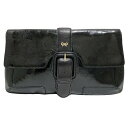 【中古】Anya Hindmarch(アニヤハインドマーチ) クラッチバッグ リボン/フラップ 黒