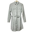【中古】RalphLauren(ラルフローレン) ワンピース レギュラーカラー/長袖/ひざ丈/シャツワンピ グレー