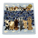 【中古】FEILER(フェイラー) 小物 ハンドタオル/ピーピングパピー/イヌ柄 ライトブルー×ブルーグレー×マルチ