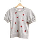 【中古】Kate spade(ケイトスペード) トレーナー 半袖/リンゴ グレー×レッド×マルチ