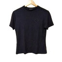 【中古】FENDI jeans(フェンディ) 半袖カットソー クルーネック/刺繍 黒