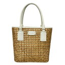 【中古】Kate spade(ケイトスペード) トートバッグ かごバッグ ブラウン×白×ゴールド レザー
