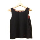 【中古】BLUE LABEL CRESTBRIDGE(ブルーレーベルクレストブリッジ) ノースリーブカットソー クルーネック/チェック柄/リバーシブル 黒×レッ...