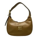 【中古】miumiu(ミュウミュウ) ホーボーバッグ ハンドバッグ ブラウン レザー