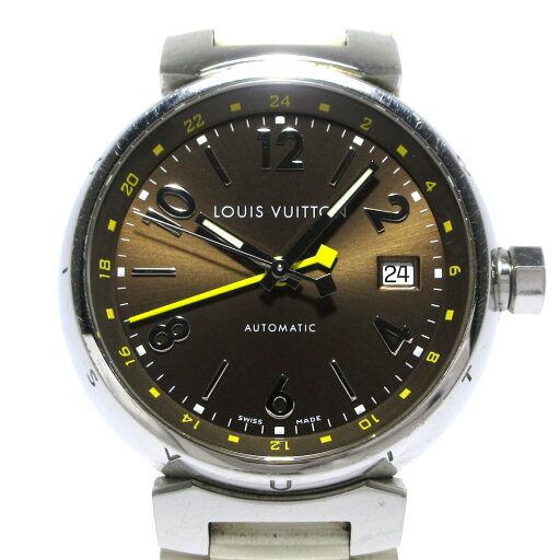 【中古】LOUIS VUITTON(ルイヴィトン) タンブールGMT 腕時計 SS/ラバーベルト ダークブラウン 【中古】LOUIS VUITTON(ルイヴィトン) タンブールGMT 腕時計 SS/ラバーベルト ダークブラウン