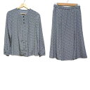 【中古】Leilian(レリアン) スカートセットアップ ラメ ダークネイビー×白