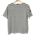 【中古】SAINT JAMES(セントジェームス) 半袖Tシャツ クルーネック/ボーダー 白×黒