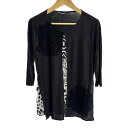 【中古】Desigual(デシグアル) 七分袖カットソー 黒×白