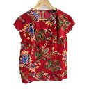 【中古】Desigual(デシグアル) ノースリーブカットソー クルーネック/花柄 レッド×グリーン×マルチ