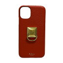 【中古】MULBERRY(マルベリー) 携帯電話ケース スマートフォンケース オレンジ×ゴールド レザー